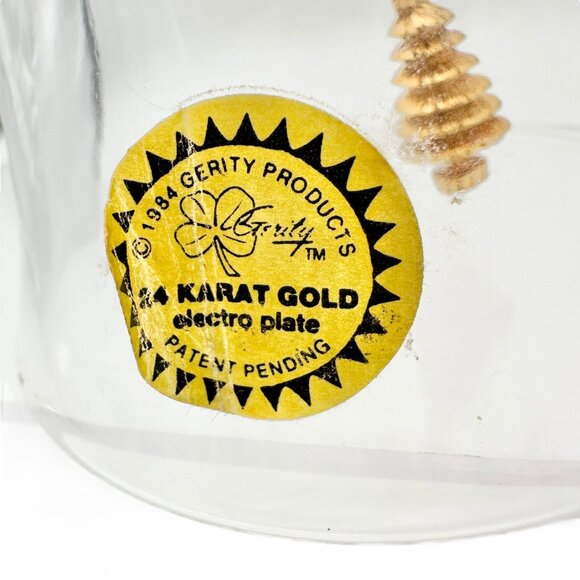 Crystal Bell 24K Gold Electroplate Handle Christmas Tree Clapper 1984 Gerity - Picture 2 of 9